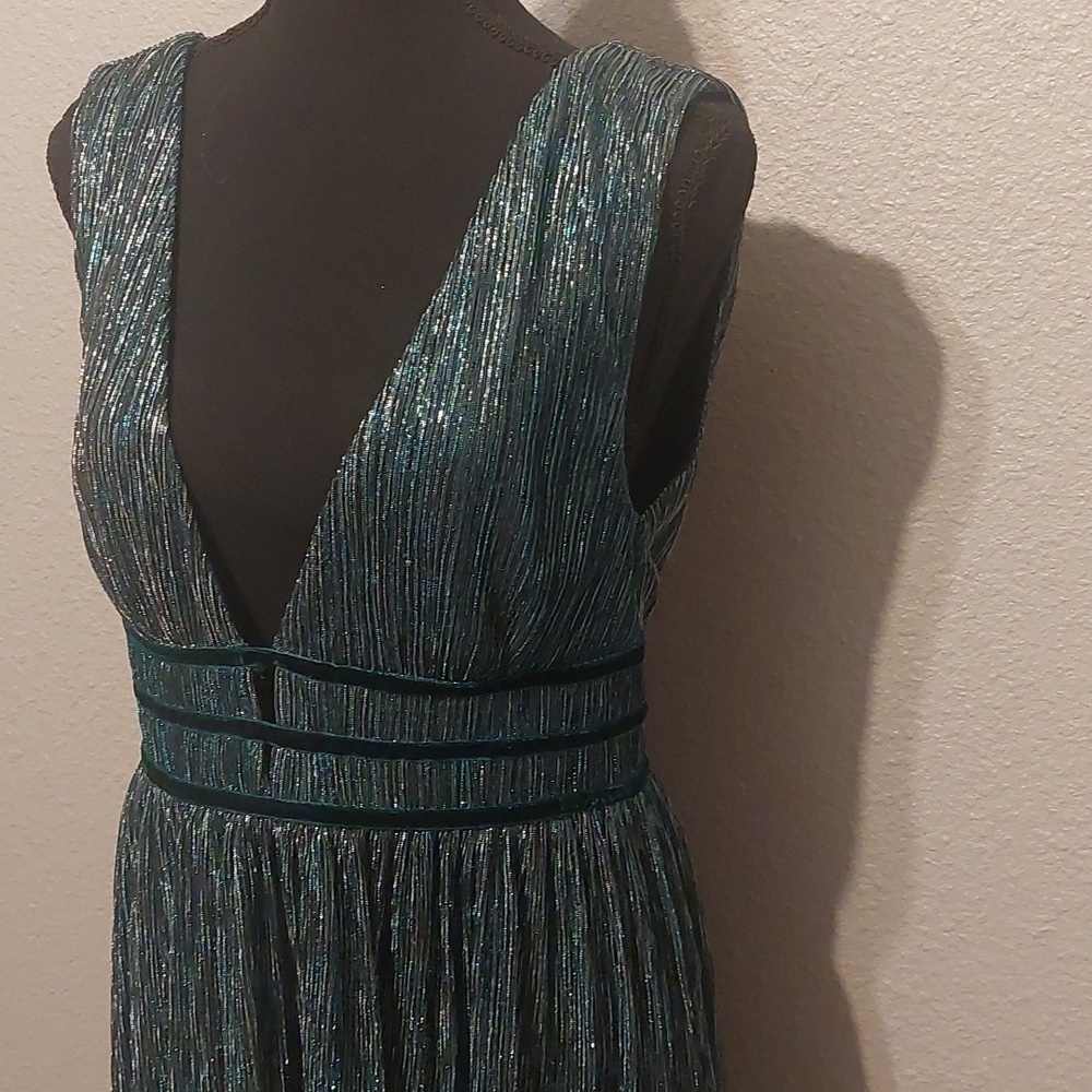 Lulu's Smokeshow Teal metallic mini dress New Medium Homecoming Formal - Picture 9 of 12